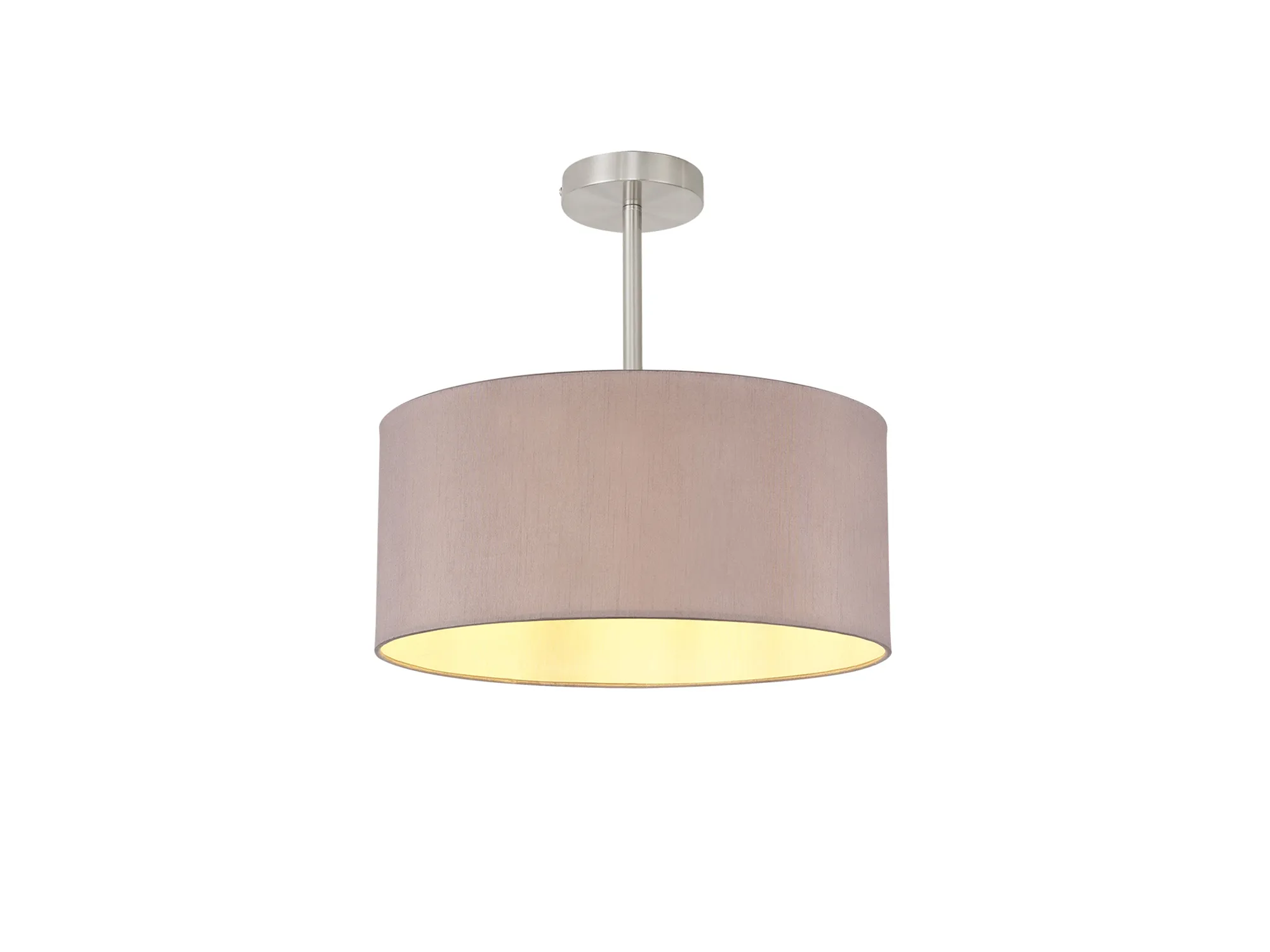 DK0249  Baymont 40cm Semi Flush 1 Light Satin Nickel; Taupe/Halo Gold